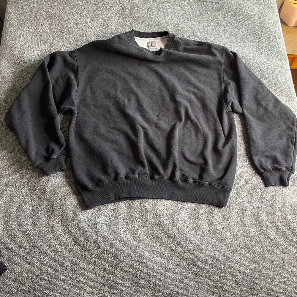 Champion Mens XXL Black Crewneck Sweatshirt Heavyweight Oversized‎ Pullover Logo